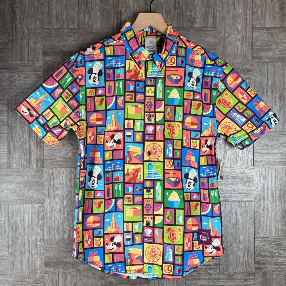 Disney Parks CA Adventure 2025 Food & Wine Festival Men’s Mickey Chef Button Top